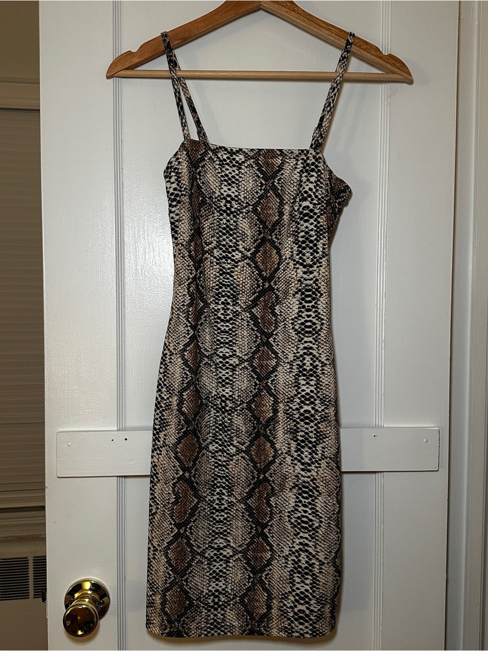 SHEIN Brown & Cream Snake-Print Mini Slip Dress